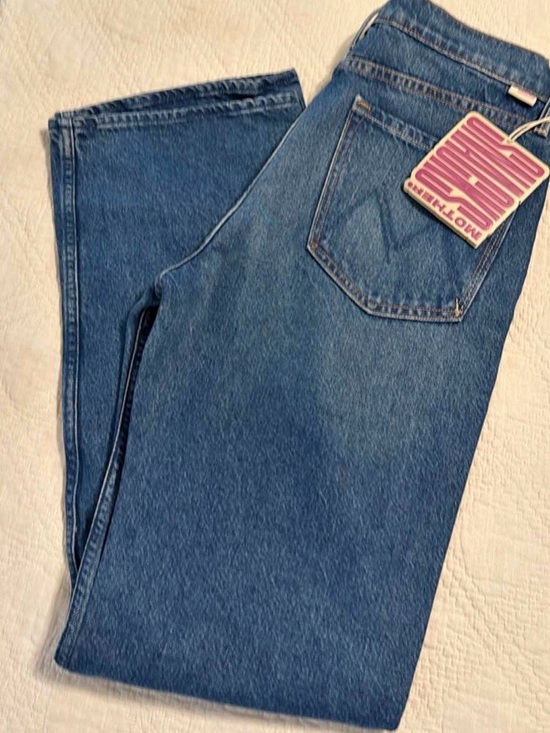 MOTHER Denim - MOTHER SNACKS MIXER HEEL Women’s Classic Blue Straight Leg Jeans.